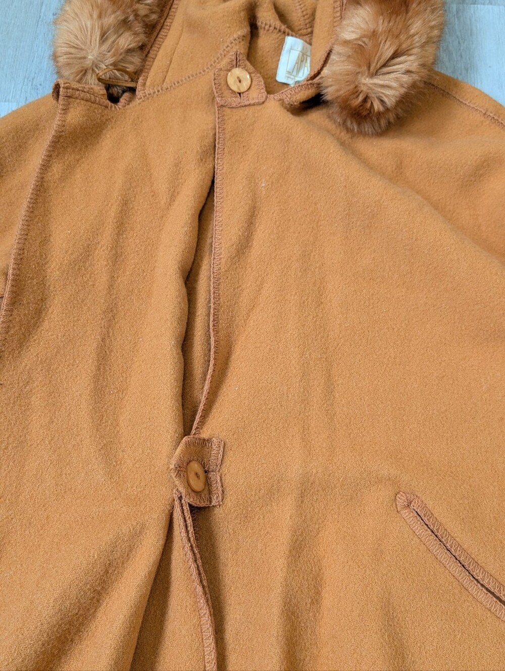 Vintage Rare Linda Lundstrom Laparka Orange 100% Wool Women Coat Headband Sz 12 - Picture 10 of 14